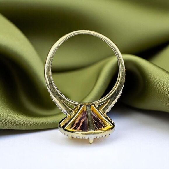 10K Gold -LARGE Natural Indian Garnet Ring - Sz 7 - 6.5CT Purple Rhodolite -3.9g - Picture 5 of 16